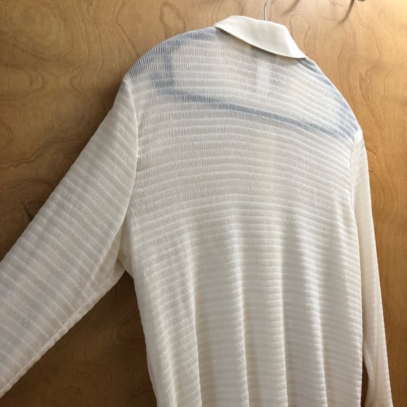 Vintage Cream Sheer Blouse with Pearl Buttons - Picture 9 of 10